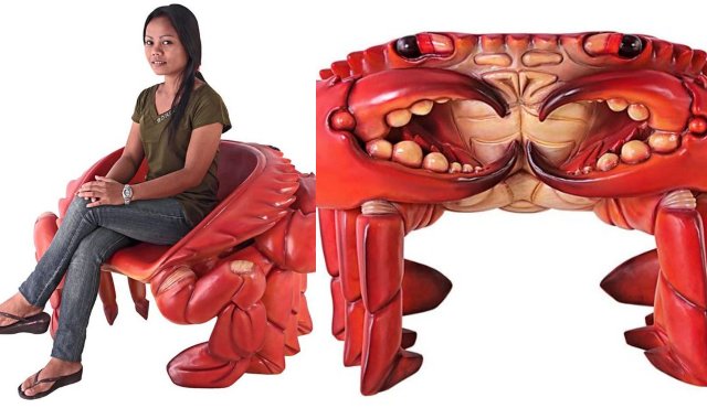 Design Toscano Giant Red King Crab Sculptural Chair