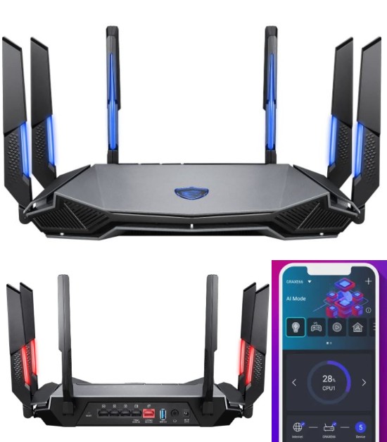 MSI Radix AXE6600 Wifi 6E Tri-Band Gaming Router